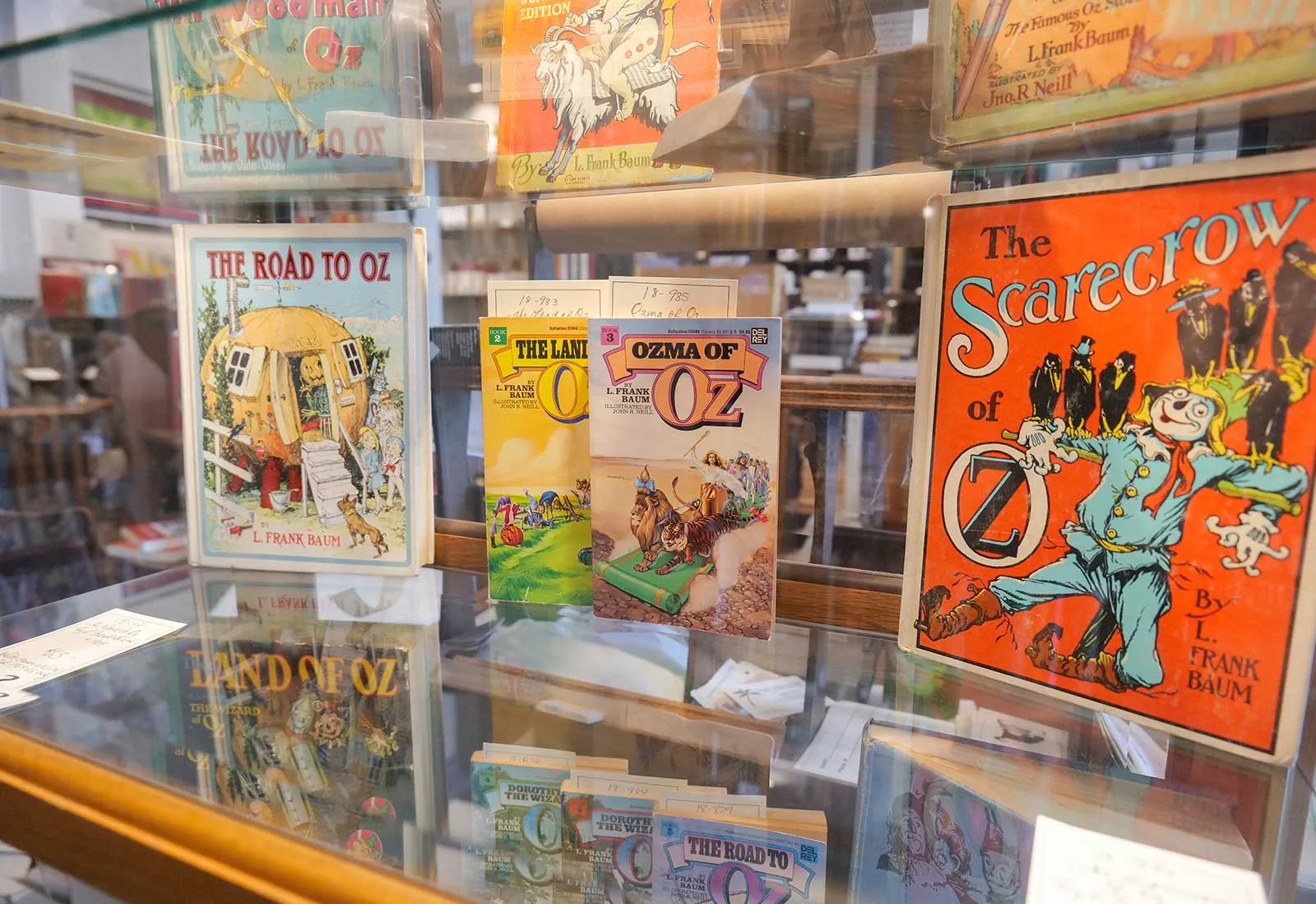 Vintage Wizard of Oz books at Books on Bay A glass case of vintage Wizard of Oz books at Books on Bay in Savannah, GA